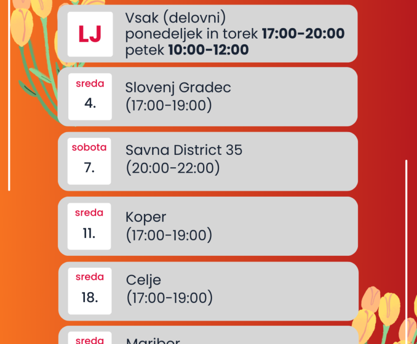 Urnik testiranja za MSM v marcu